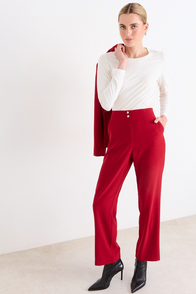 PANTALON RECTO ROJO MUJER ASH - 1