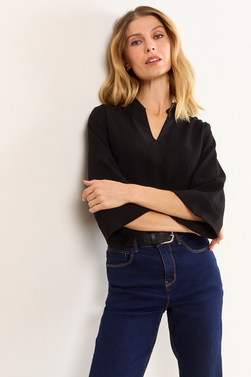 BLUSA HOLGADA TEXTURA NEGRO MUJER MA GRIFFE - 2