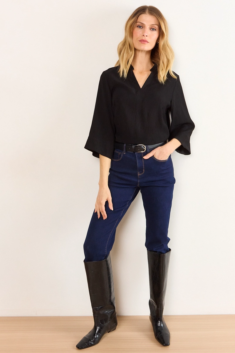 BLUSA HOLGADA TEXTURA NEGRO MUJER MA GRIFFE - 4