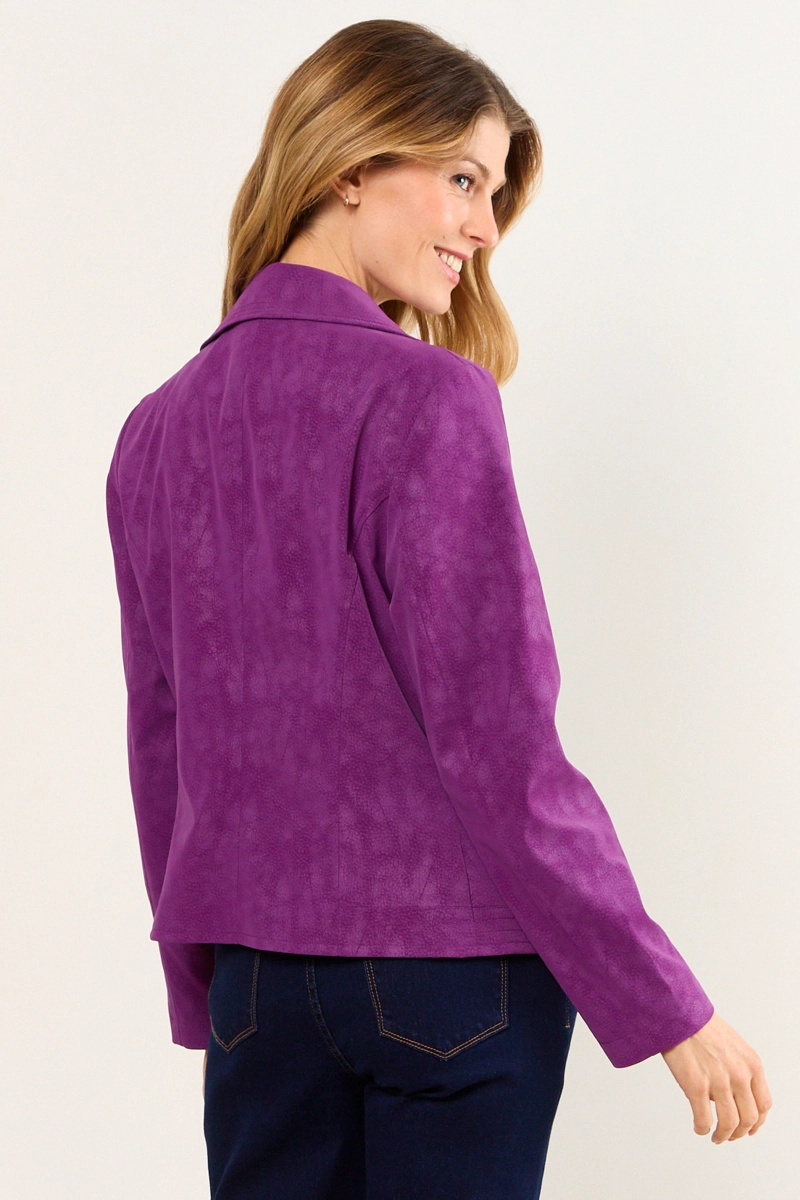 CHAQUETA DE PU CRAQUELADA MORADO MUJER MA GRIFFE - 3