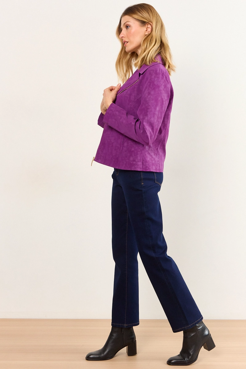CHAQUETA DE PU CRAQUELADA MORADO MUJER MA GRIFFE - 5