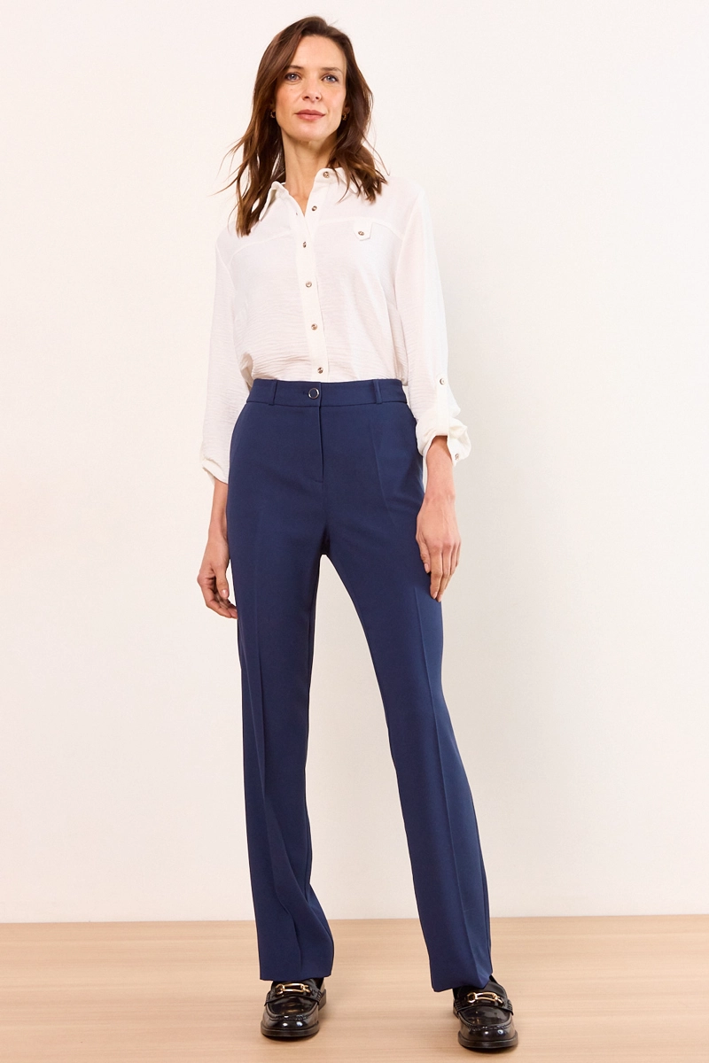 PANTALON FORMAL RECTO AZUL MUJER MA GRIFFE - 1