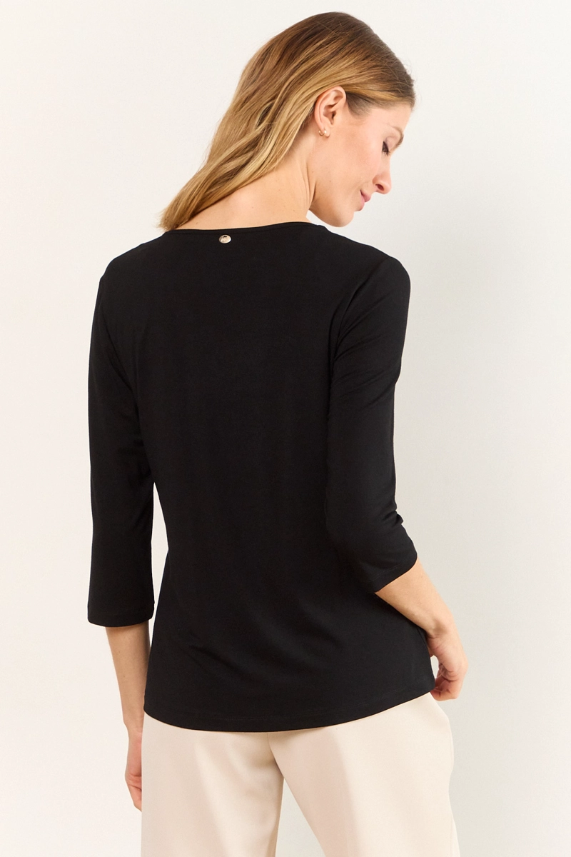 POLERA BORDADO NEGRO MUJER MA GRIFFE - 3