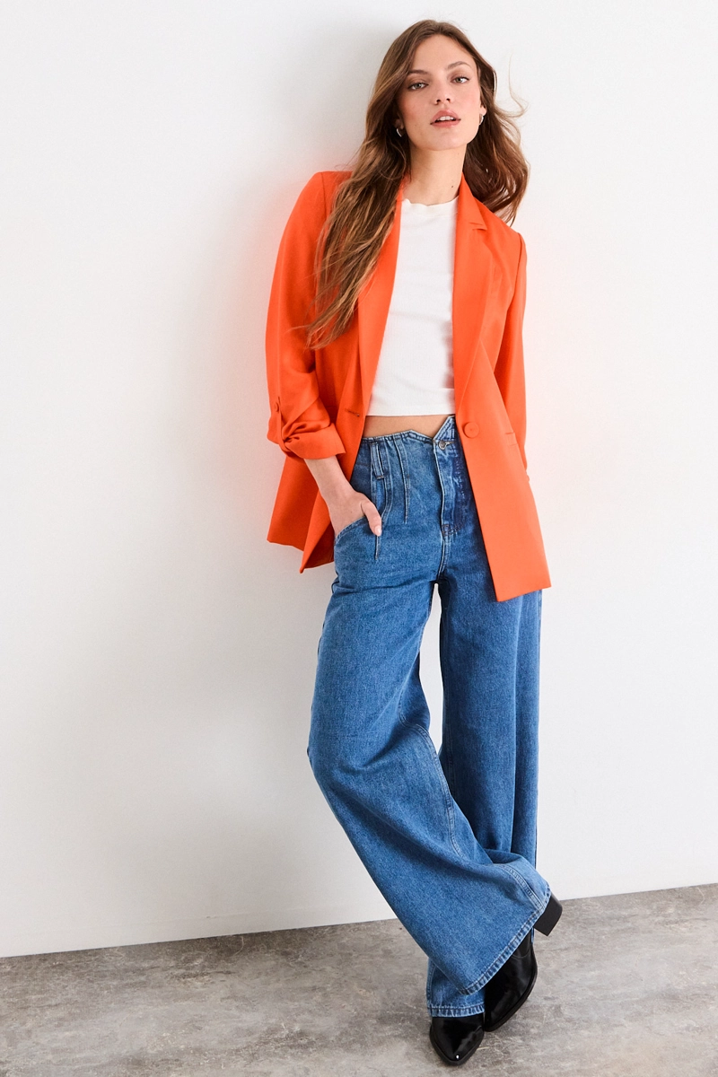 BLAZER LISO NARANJO MUJER IO - 5