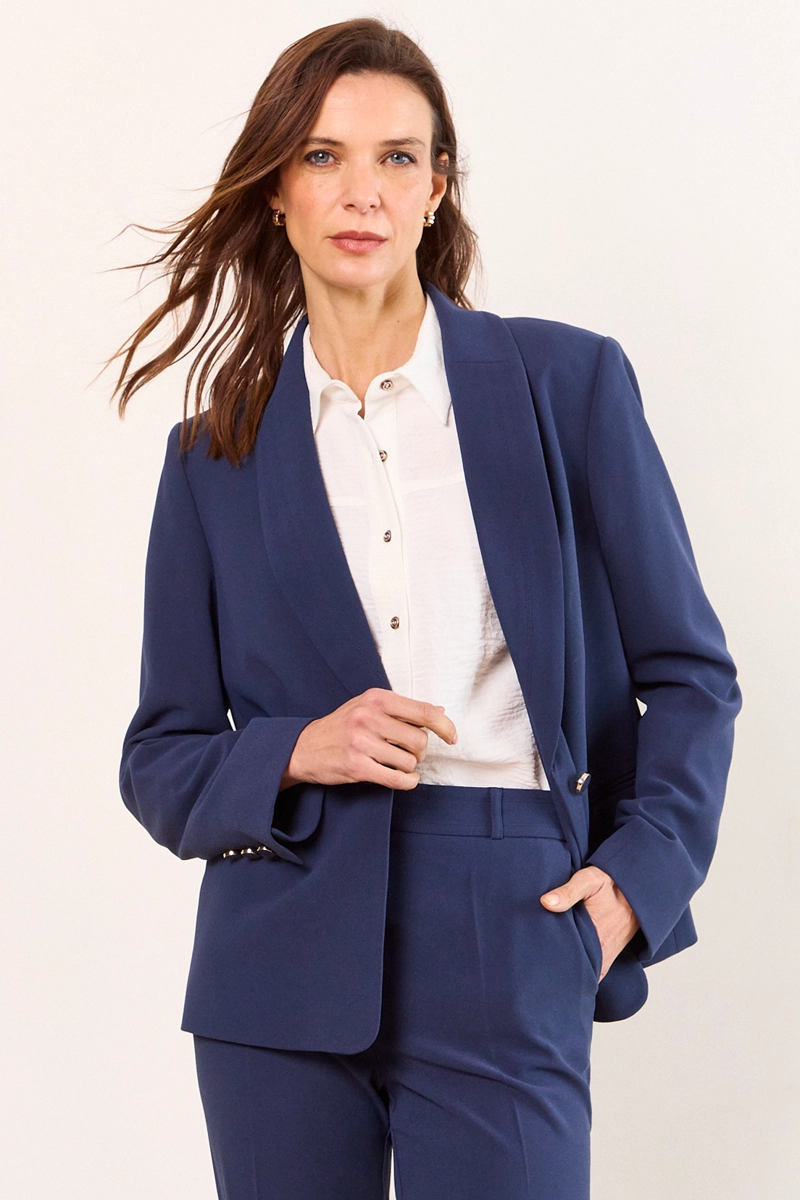 BLAZER SOLAPA CONTINUA AZUL MUJER MA GRIFFE - 1