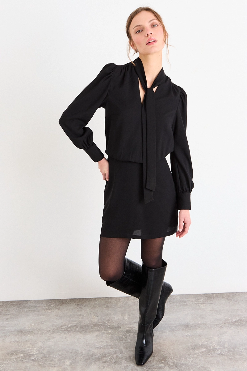 VESTIDO CORTO NEGRO MUJER IO - 5