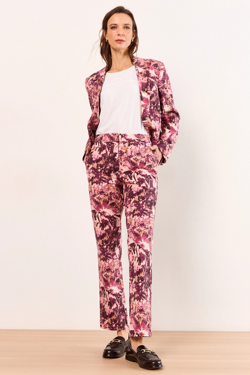 PANTALON RECTO ESTAMPADO ROSADO MUJER MA GRIFFE - 1