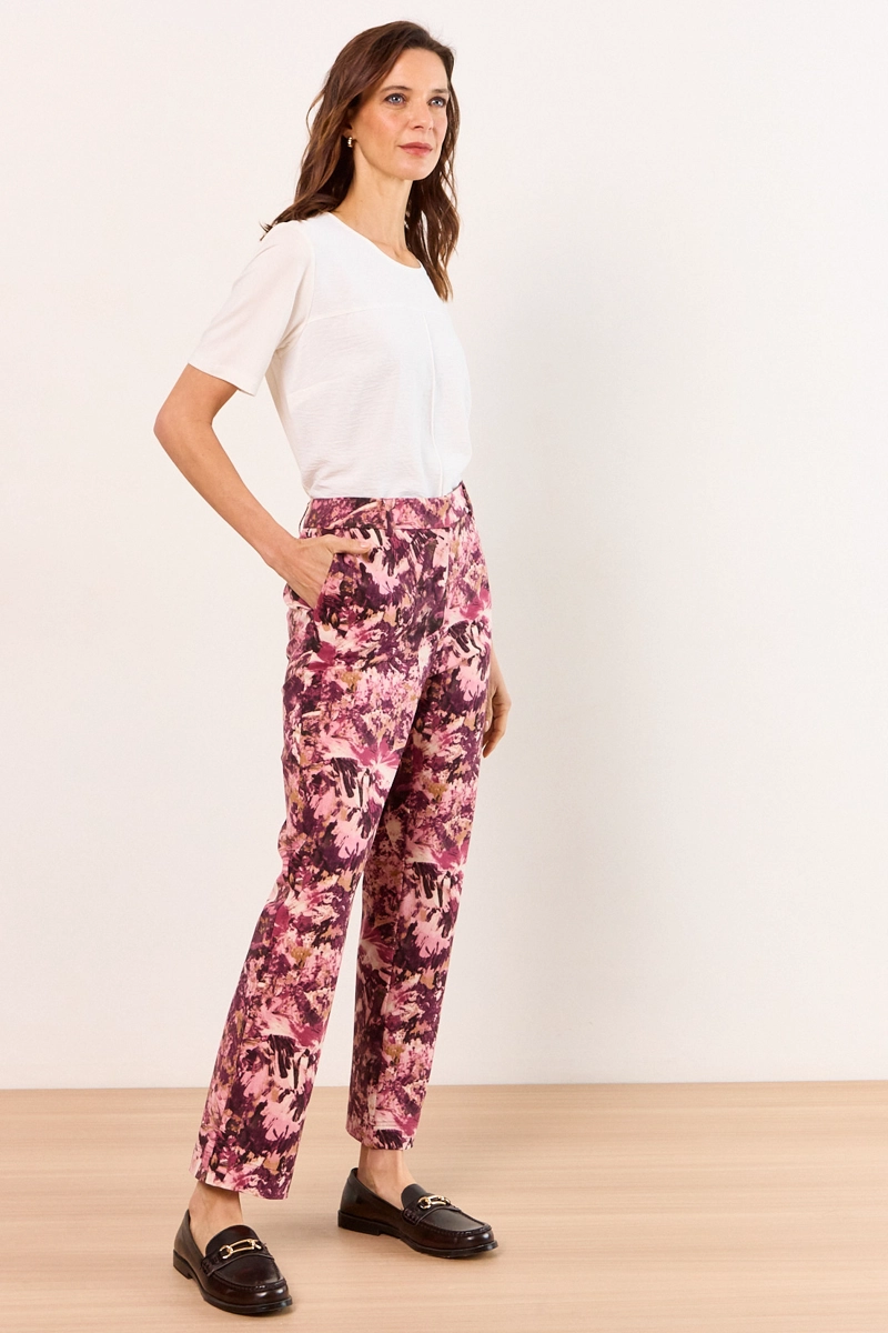 PANTALON RECTO ESTAMPADO ROSADO MUJER MA GRIFFE - 5