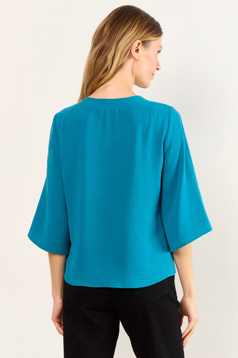 BLUSA ESCOTE EN V PETROLEO MUJER MA GRIFFE - 3