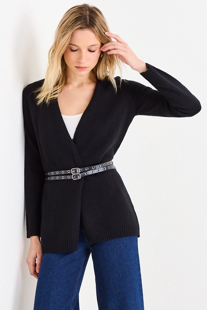 CARDIGAN LISO NEGRO MUJER ASH - 1