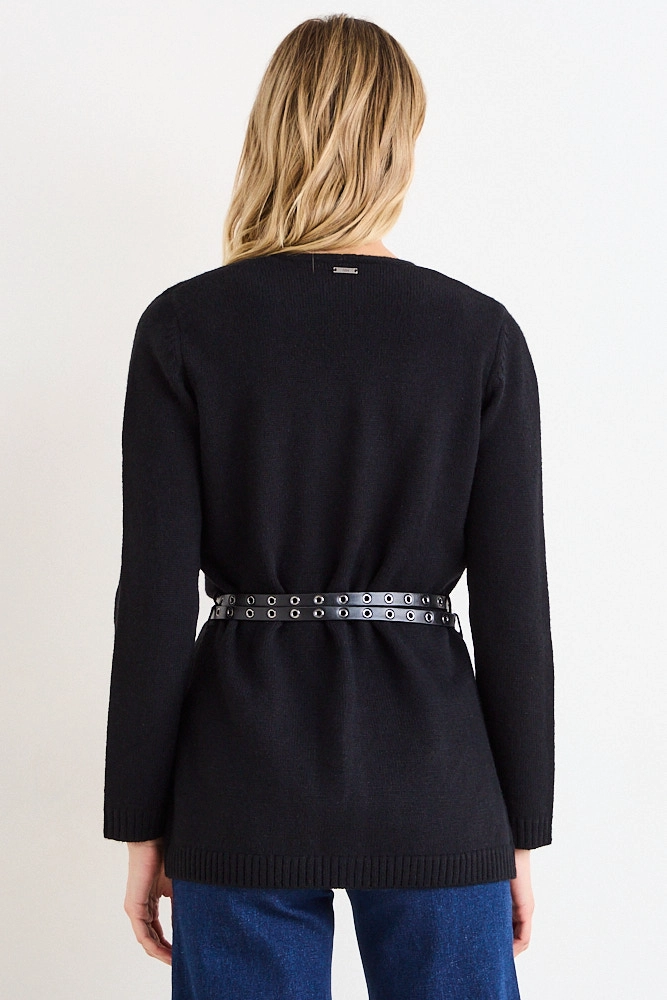 CARDIGAN LISO NEGRO MUJER ASH - 3