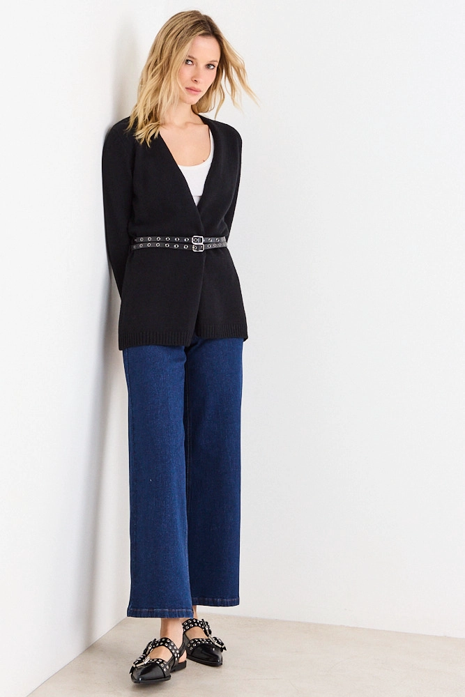 CARDIGAN LISO NEGRO MUJER ASH - 4