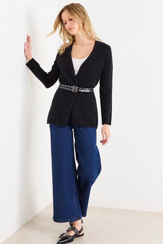 CARDIGAN LISO NEGRO MUJER ASH - 5