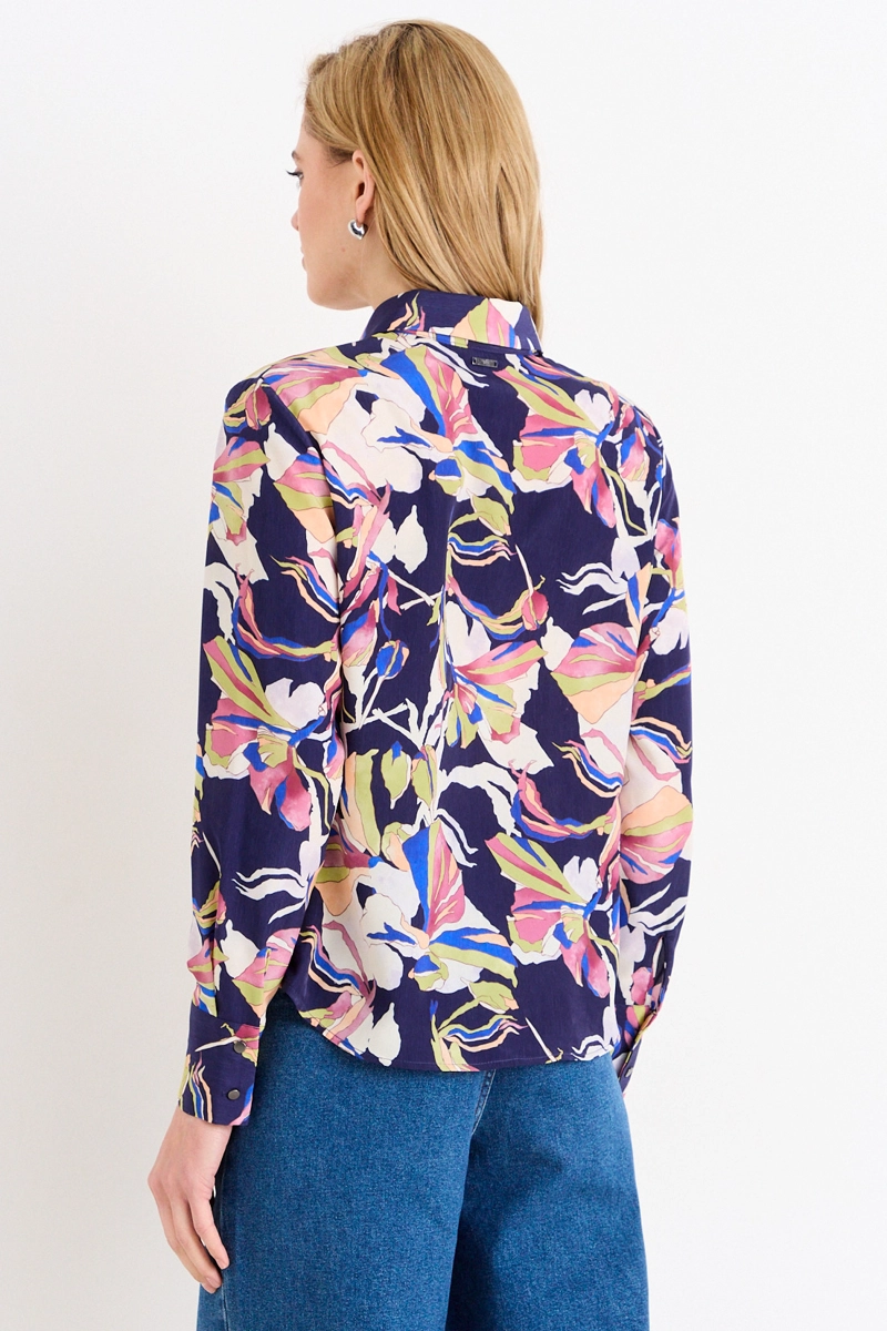 BLUSA CAMISERA ESTAMPADA AZUL MUJER ASH - 3