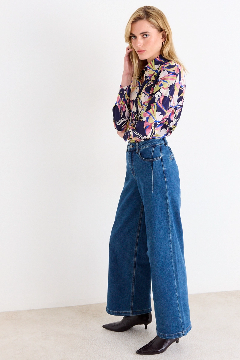 BLUSA CAMISERA ESTAMPADA AZUL MUJER ASH - 5