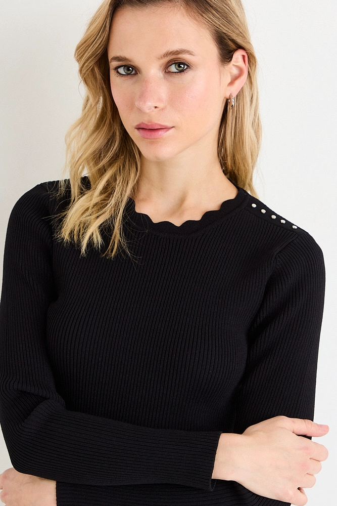 POLERA TEJIDA NEGRO MUJER ASH - 1