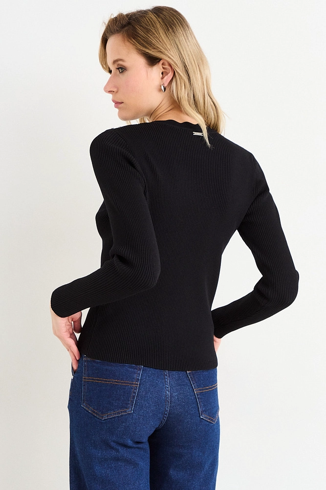 POLERA TEJIDA NEGRO MUJER ASH - 3