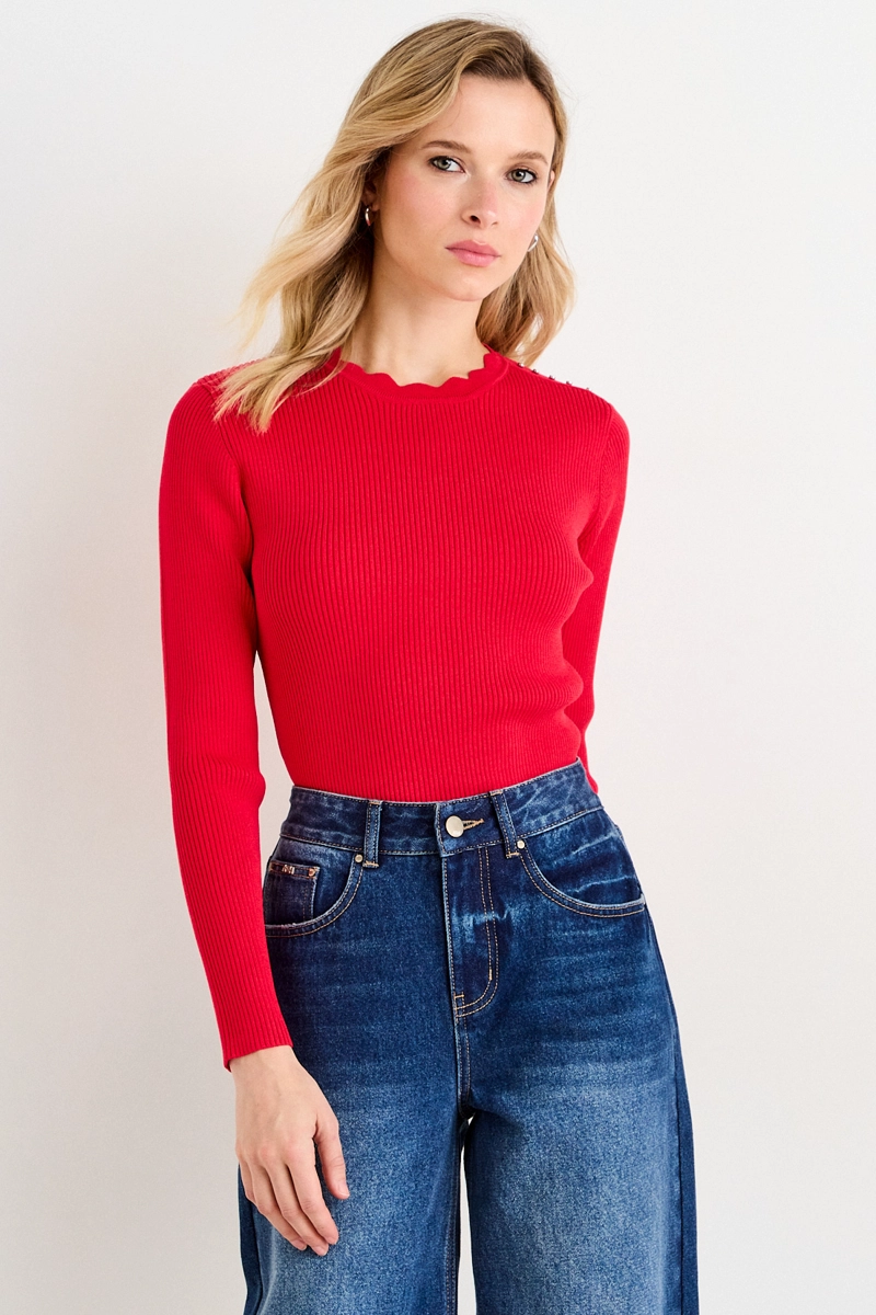 POLERA TEJIDA ROJO MUJER ASH - 1