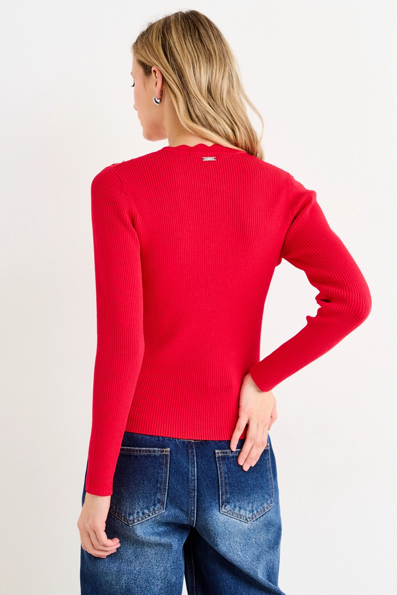 POLERA TEJIDA ROJO MUJER ASH - 5