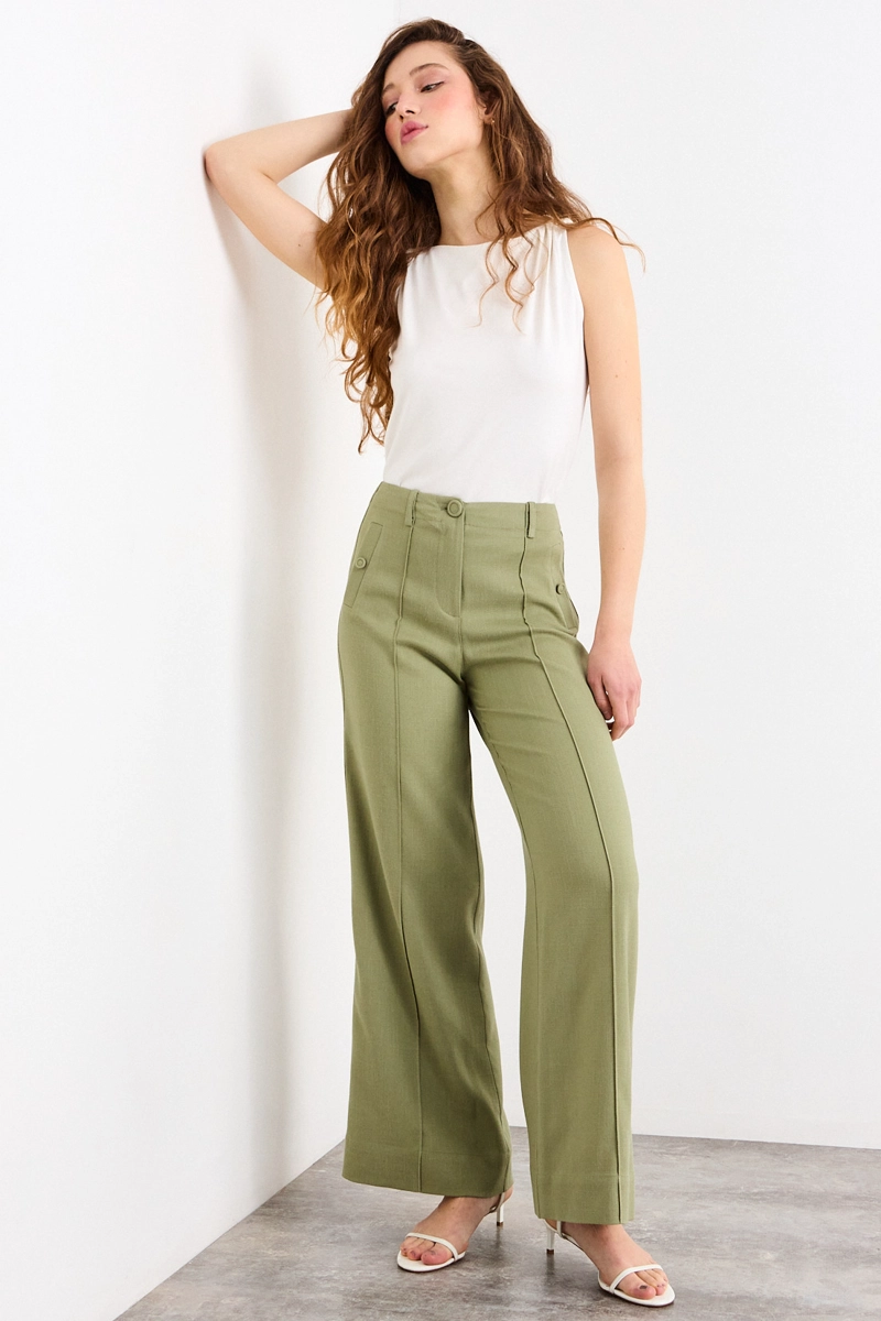 PANTALON VERDE OLIVA MUJER IO - 1