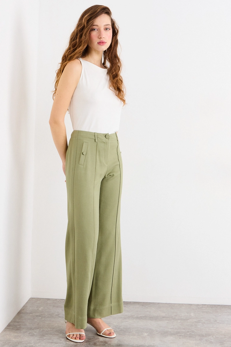 PANTALON VERDE OLIVA MUJER IO - 5