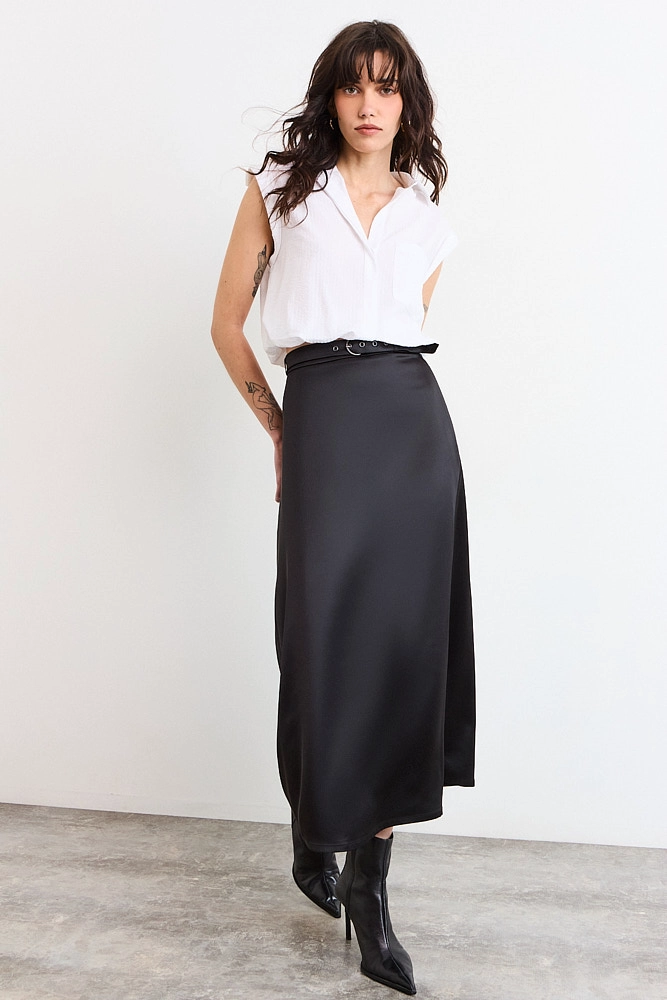FALDA LARGA NEGRO MUJER IO - 1