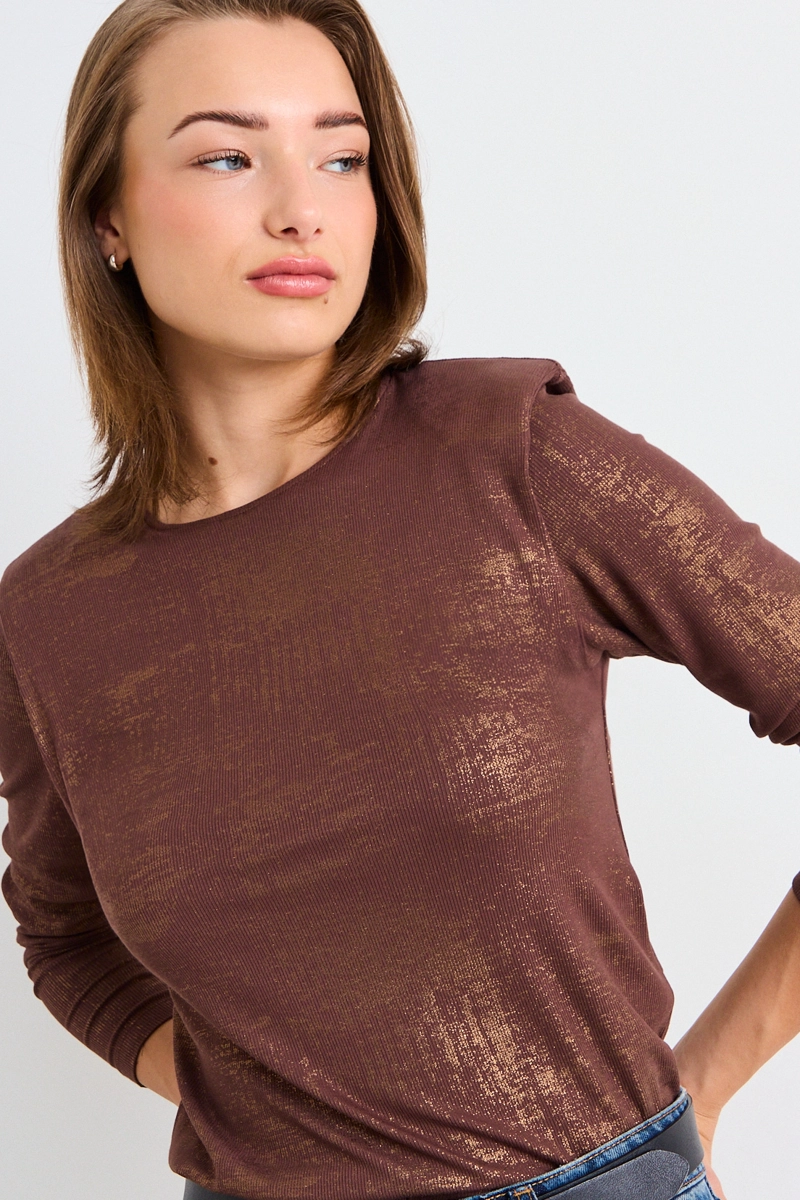 POLERA MANGA LARGA CAFE MUJER IO - 1