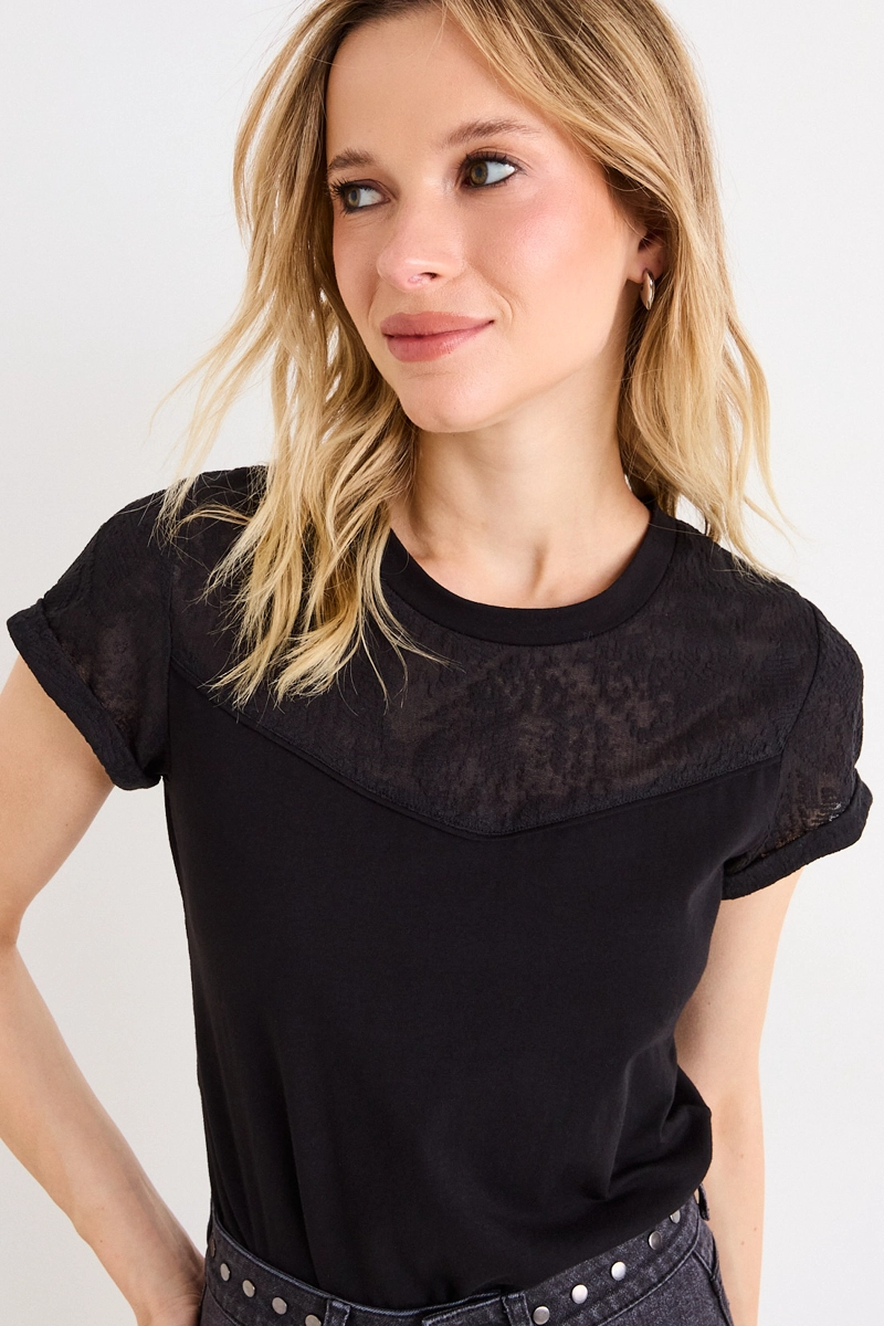 POLERA MANGA CORTA NEGRO MUJER ASH - 2