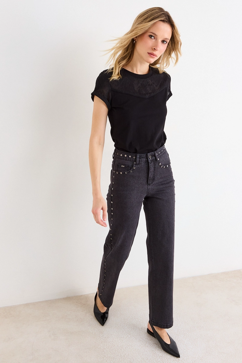 POLERA MANGA CORTA NEGRO MUJER ASH - 5