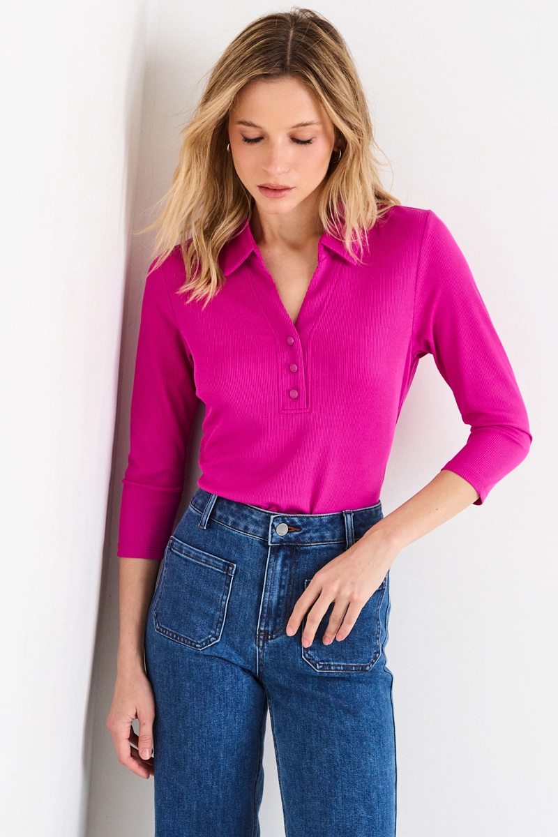 POLERA MANGA LARGA FUCSIA MUJER ASH - 1