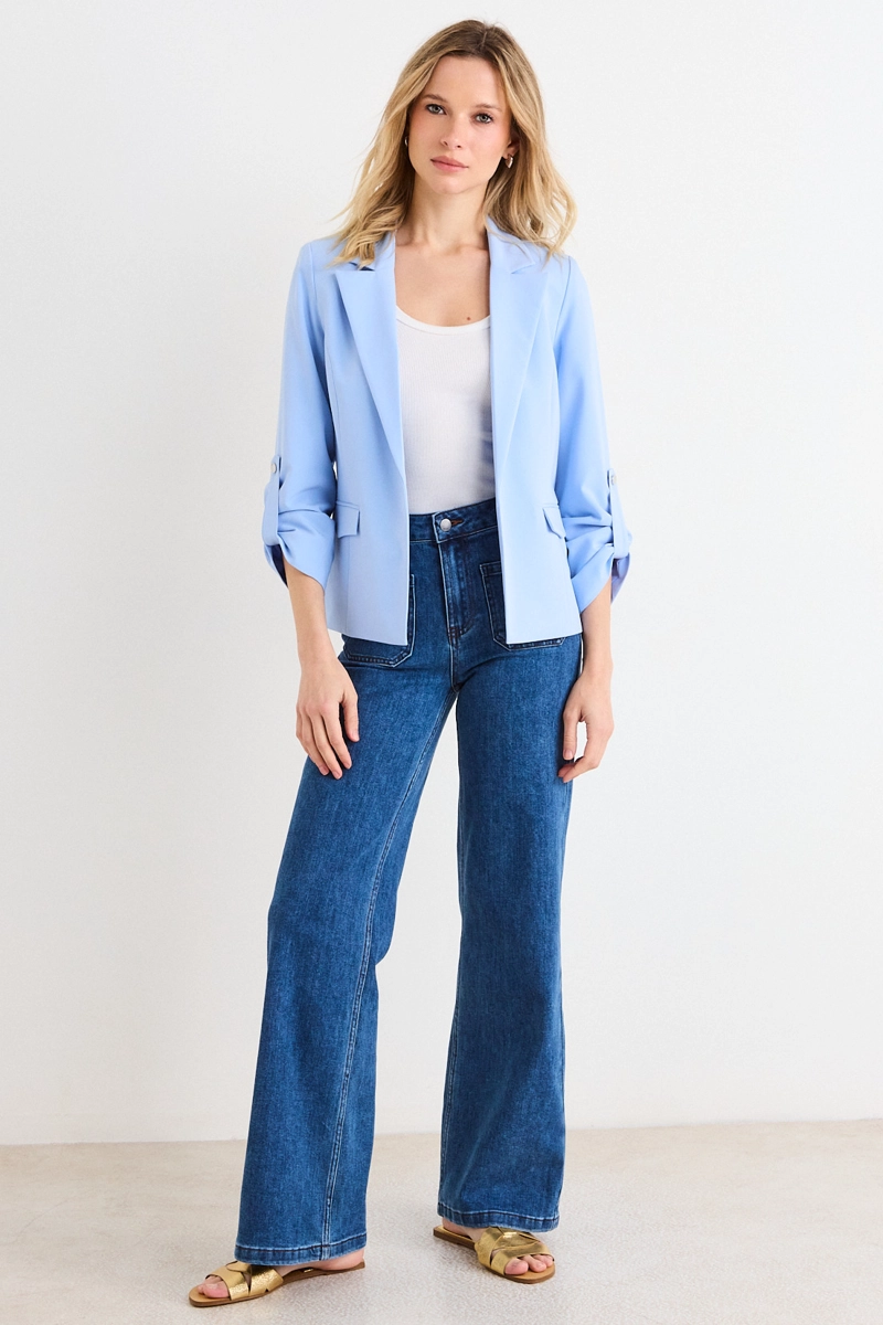 BLAZER CELESTE MUJER ASH - 4
