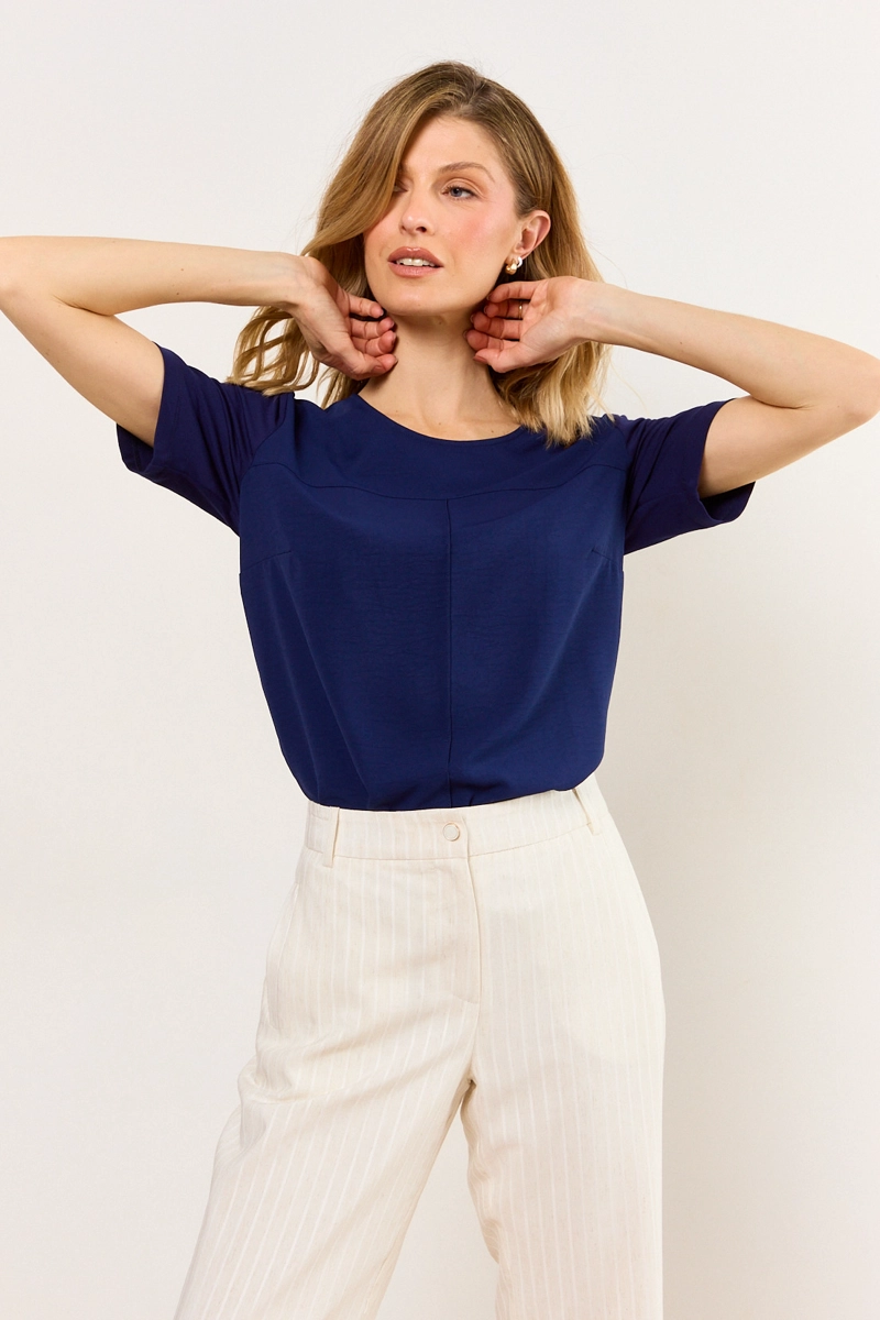 POLERA MANGA CORTA AZUL MUJER MA GRIFFE - 2