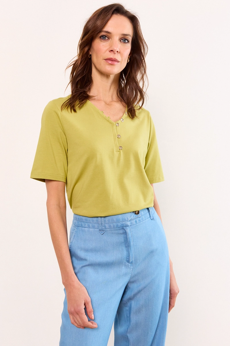 POLERA MANGA CORTA VERDE MUJER MA GRIFFE - 1