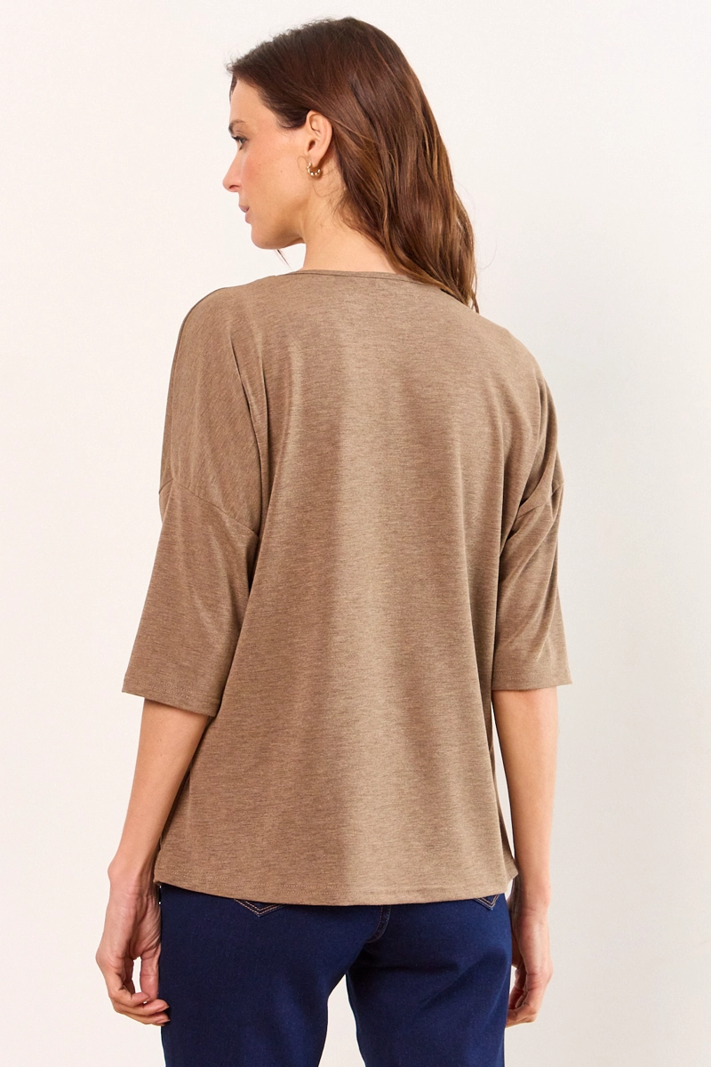 POLERA MANGA LARGA CAFE MUJER MA GRIFFE - 3