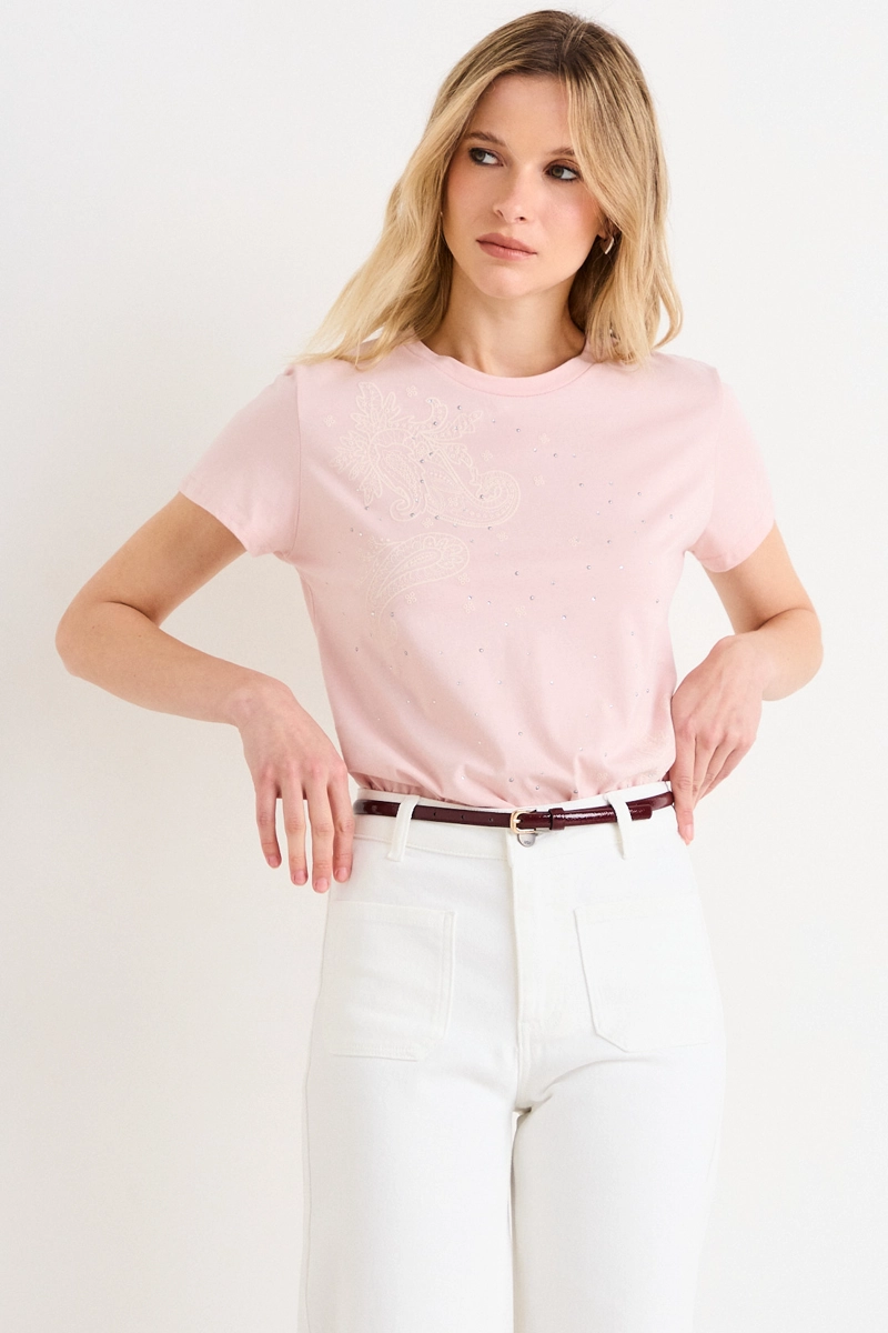 POLERA MANGA CORTA ROSA MUJER ASH - 1