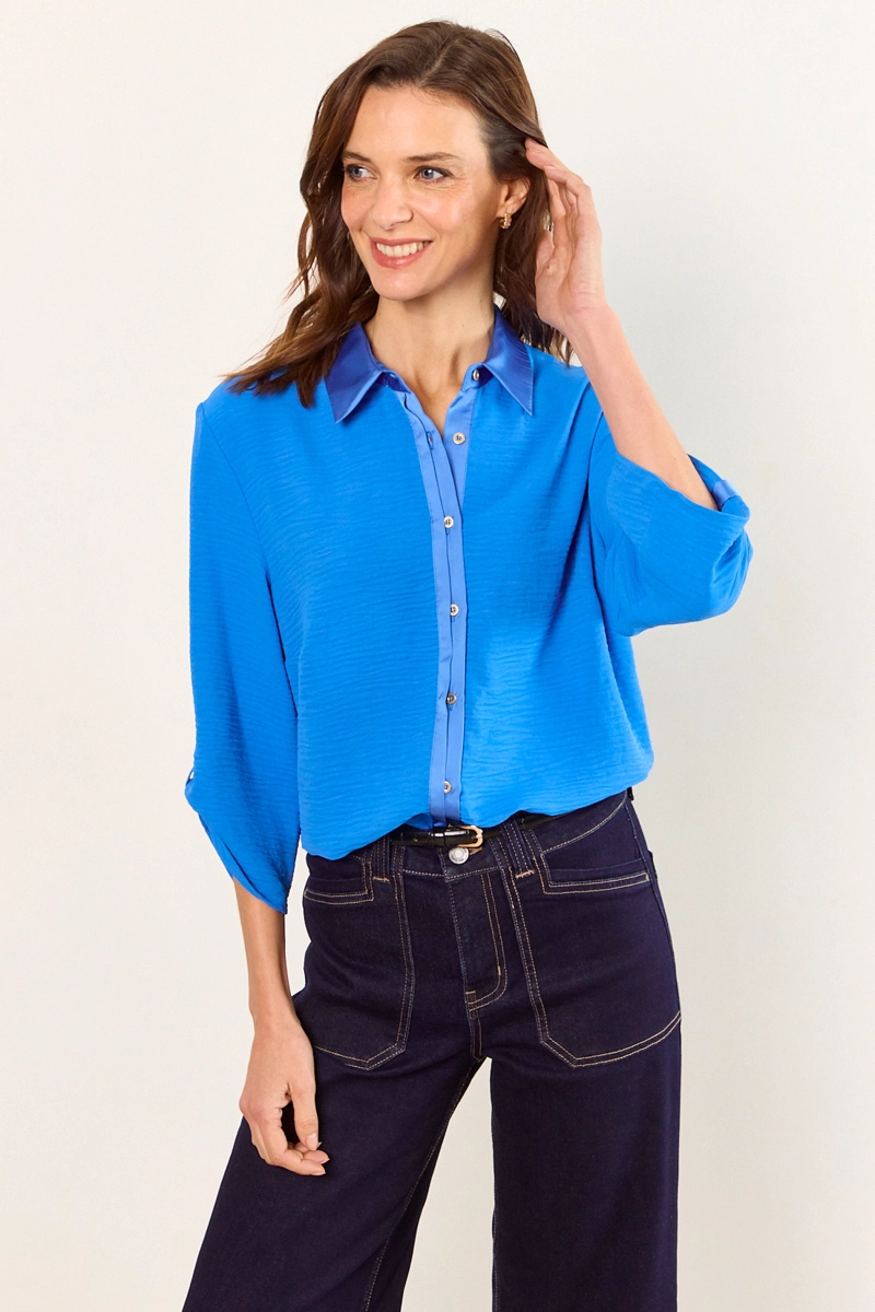 BLUSAS MANGA LARGA AZUL MUJER MA GRIFFE - 1