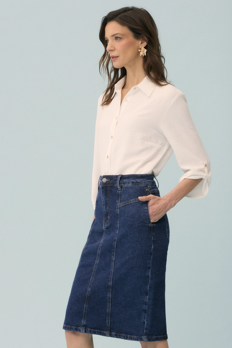FALDA LARGA AZUL MUJER MA GRIFFE - 1