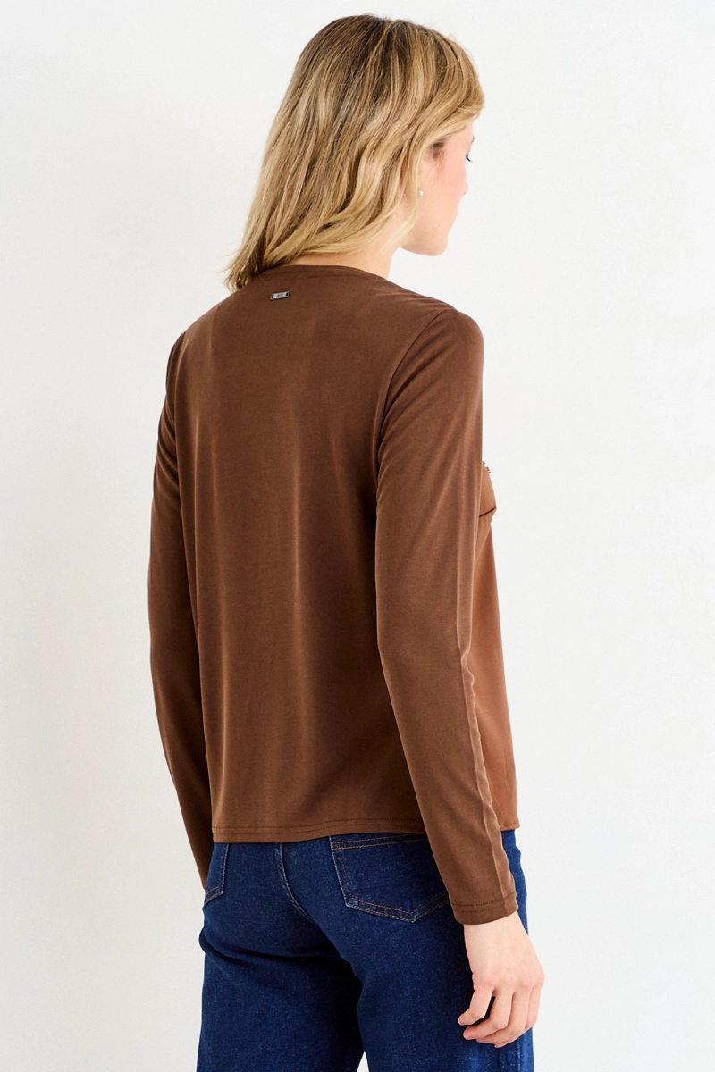 POLERA MANGA LARGA CAFE MUJER ASH - 3