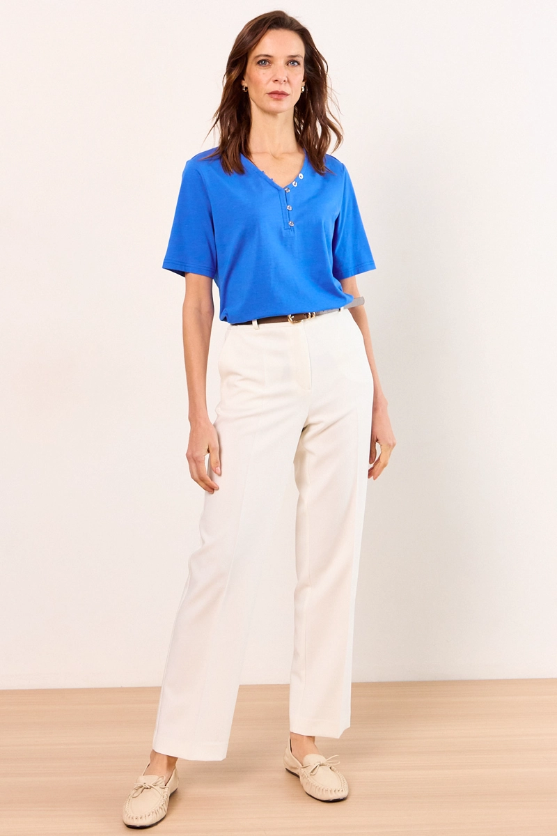 POLERA MANGA CORTA AZUL MUJER MA GRIFFE - 5