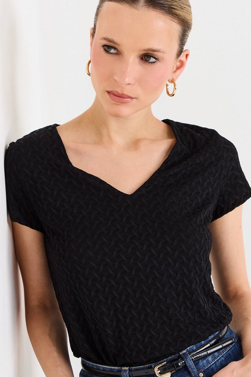 POLERA MANGA CORTA NEGRO MUJER ASH - 1