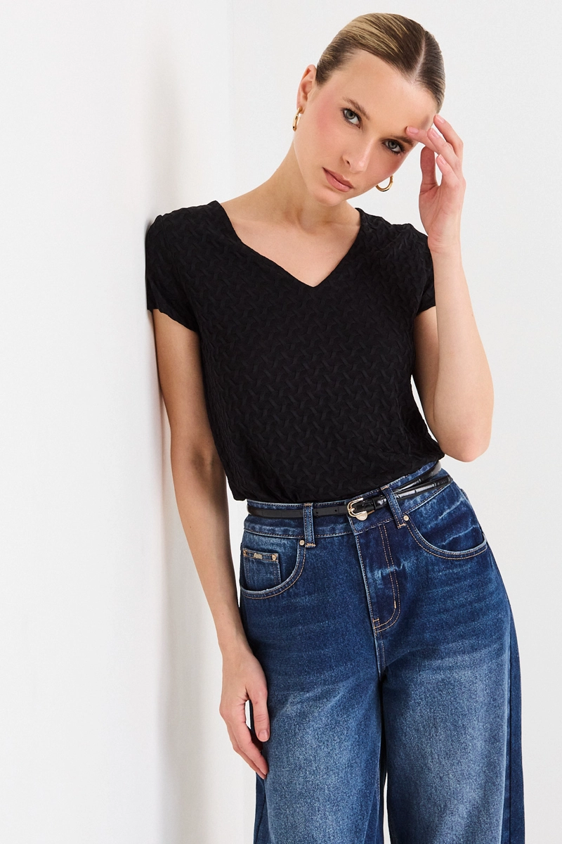 POLERA MANGA CORTA NEGRO MUJER ASH - 2