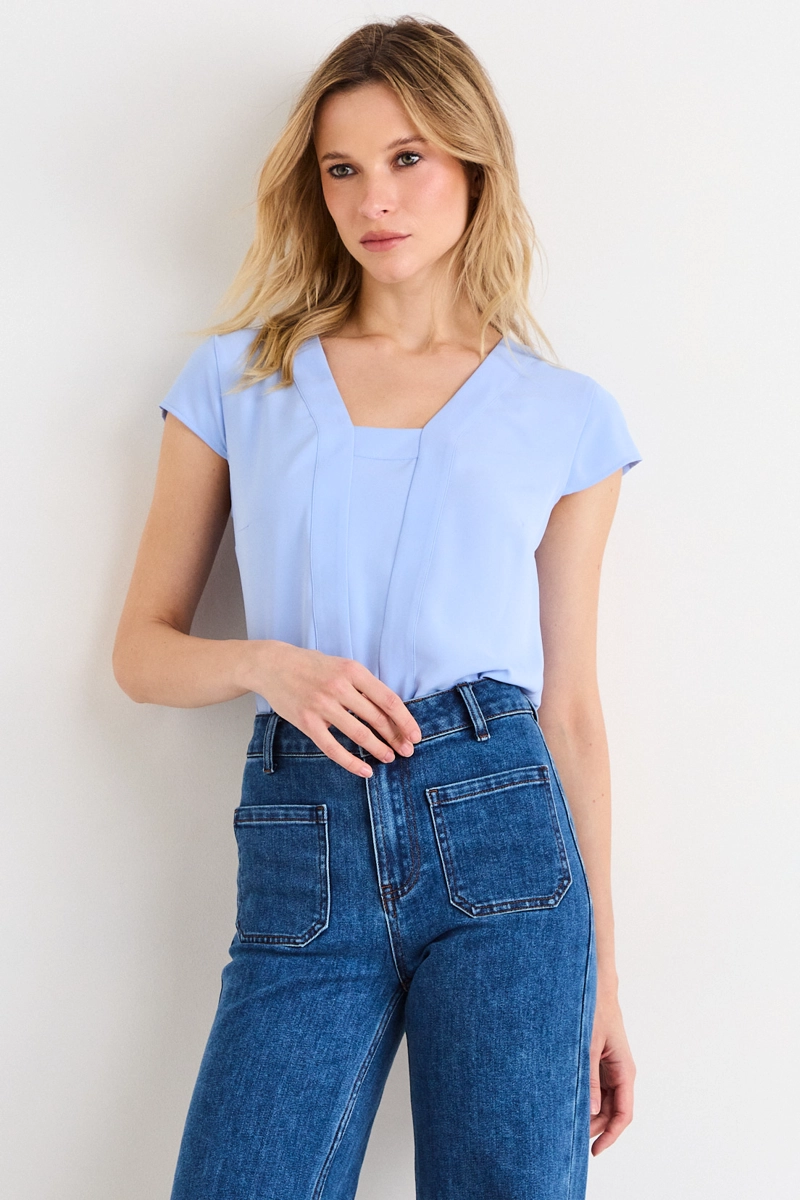 BLUSAS MANGA CORTA CELESTE MUJER ASH - 2