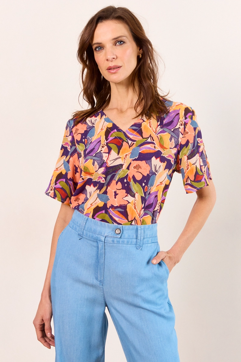 BLUSAS MANGA CORTA MORADO MUJER MA GRIFFE - 1