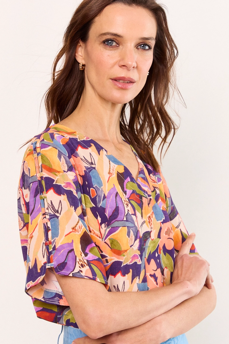 BLUSAS MANGA CORTA MORADO MUJER MA GRIFFE - 2