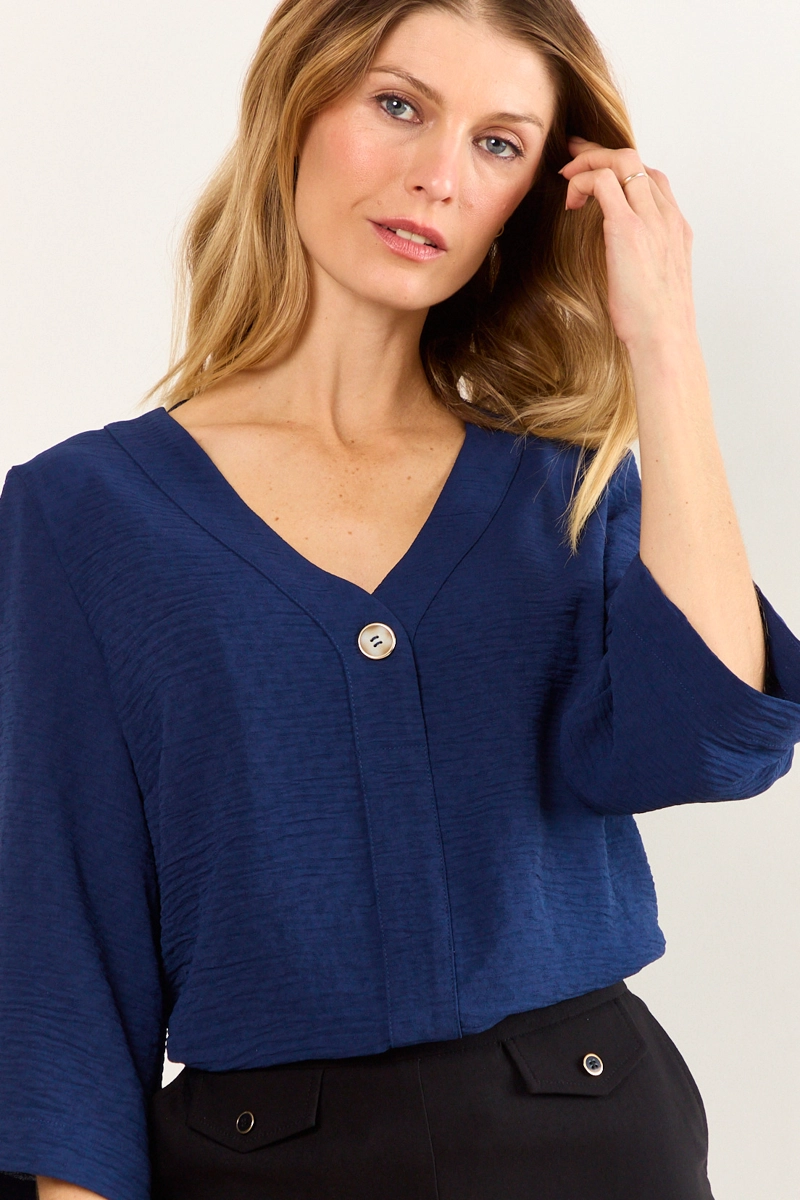 BLUSAS MANGA LARGA AZUL MUJER MA GRIFFE - 1