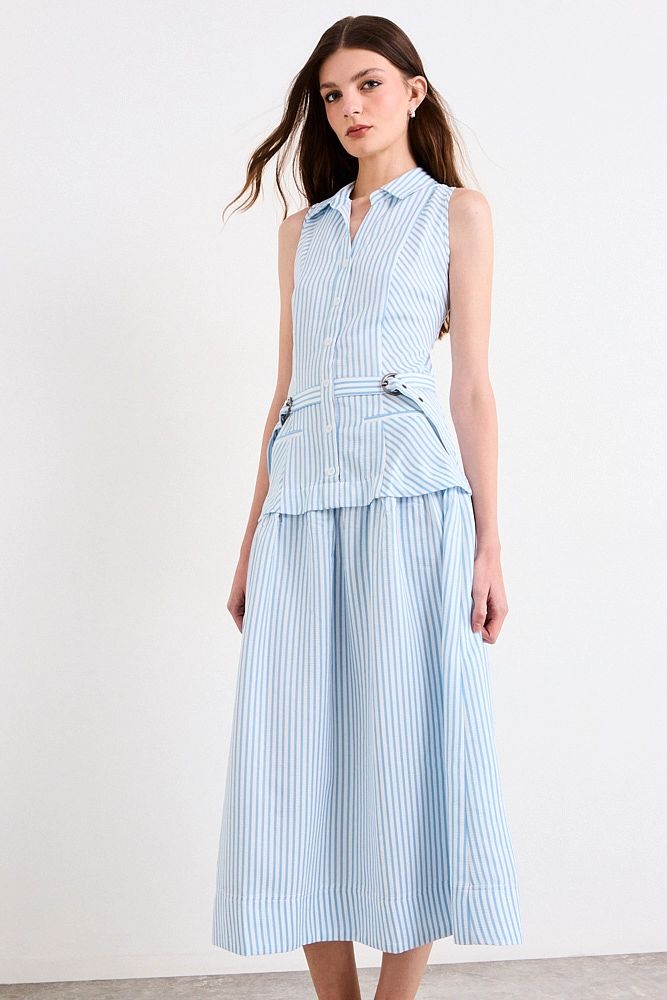 VESTIDO LARGO CELESTE MUJER IO - 3