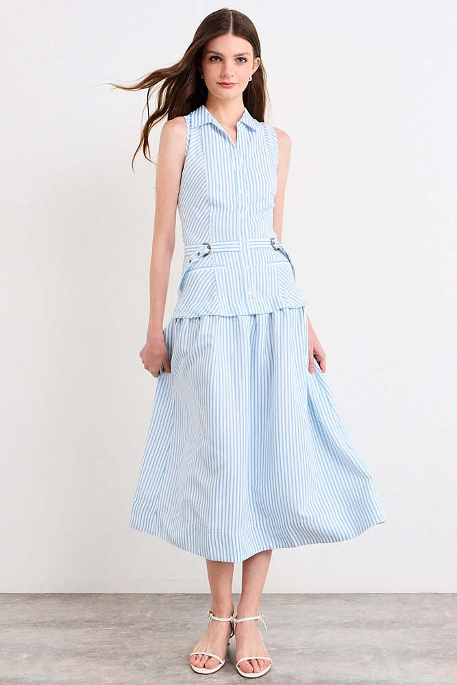VESTIDO LARGO CELESTE MUJER IO - 5