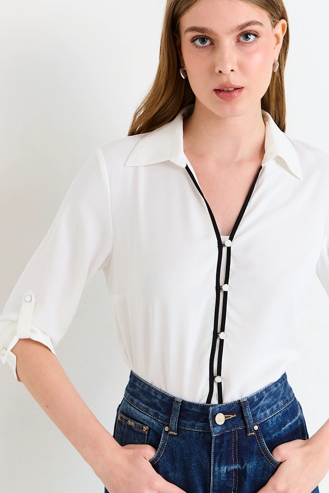 BLUSAS MANGA LARGA CRUDO MUJER ASH - 1