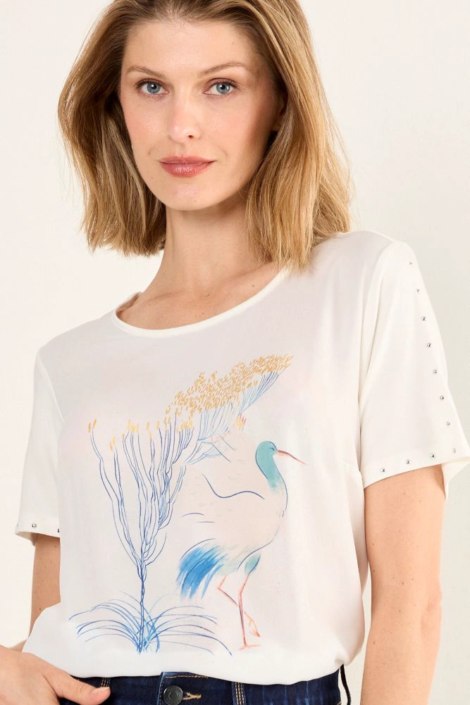 POLERA ESTAMPADA CRUDO MUJER MAGRIFFE - 1