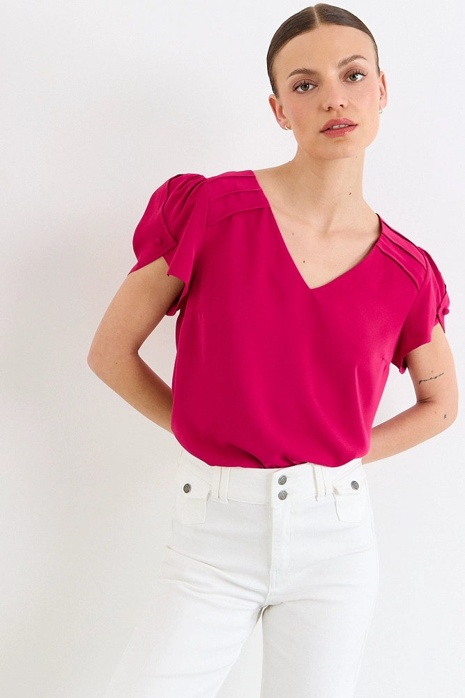BLUSAS MANGA CORTA FUCSIA MUJER IO - 1